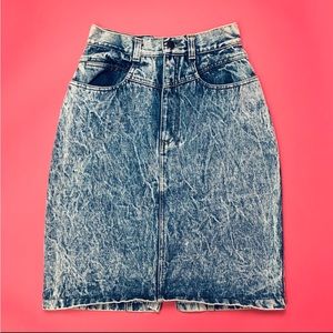 Vintage Acid Wash High Waisted Denim Skirt